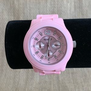 REVOLT Pink Athletic Fashion Watch Large Face Flexible Band